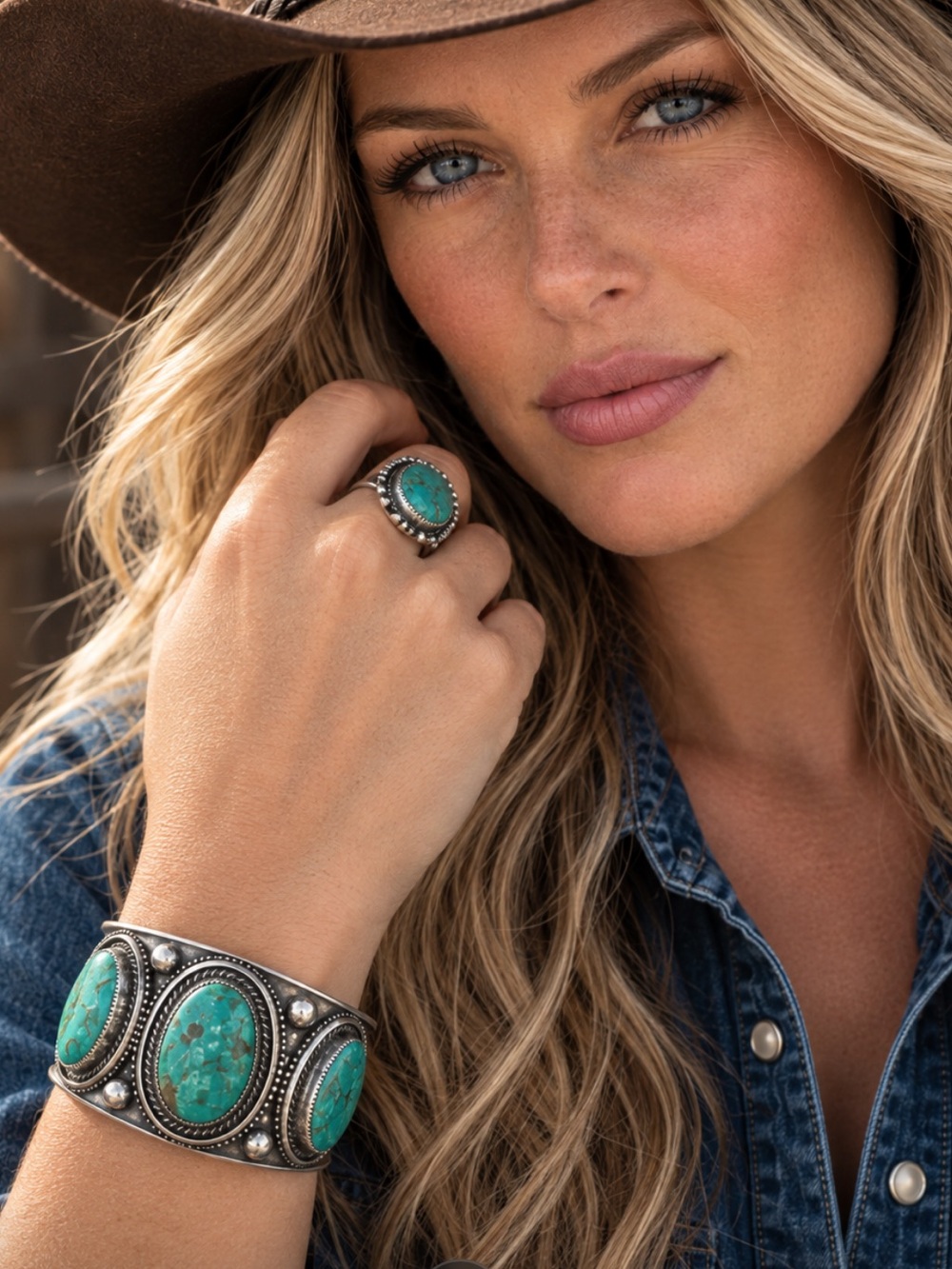 Navajo ✨ Glenn Livingston Turquoise Statement Cuff Bracelet